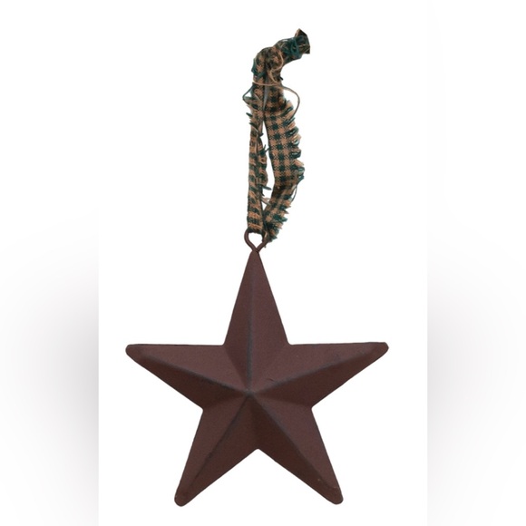 *Hanging Metal Primitive Stars With Gingham Hanger 3.75” Set of Three - Picture 11 of 17